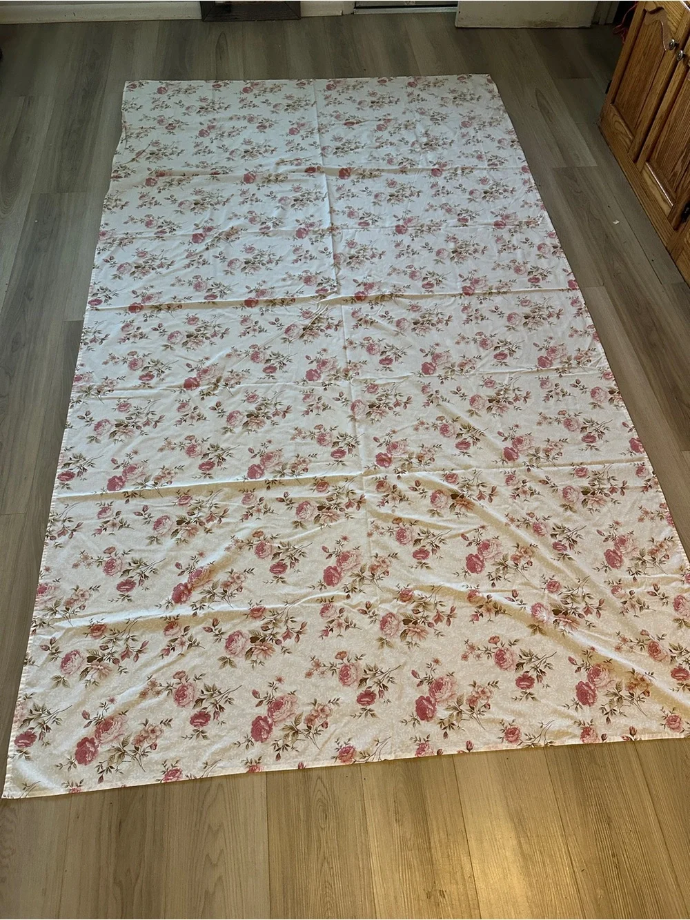 Vintage Floral Bed Sheet Cottagecore Full Flat Pink Rose